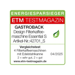 GASTROBACK Design Filterkaffeemaschine Essential S New