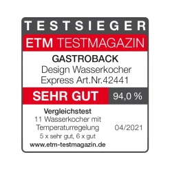 GASTROBACK Design Wasserkocher Express Outlet